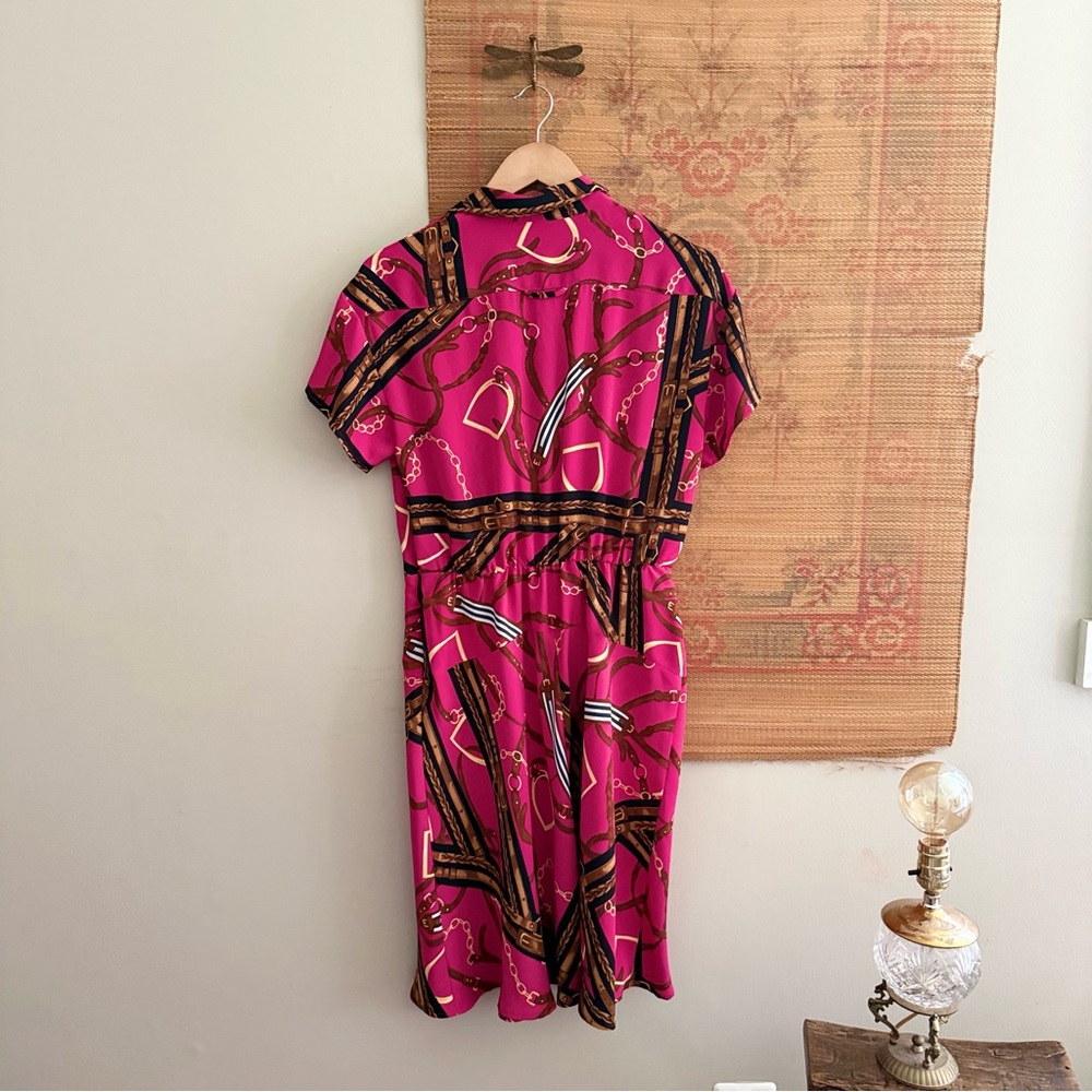 Ralph Lauren Horse Bit V Neck Pink Knee Length Dress - Picture 9 of 14